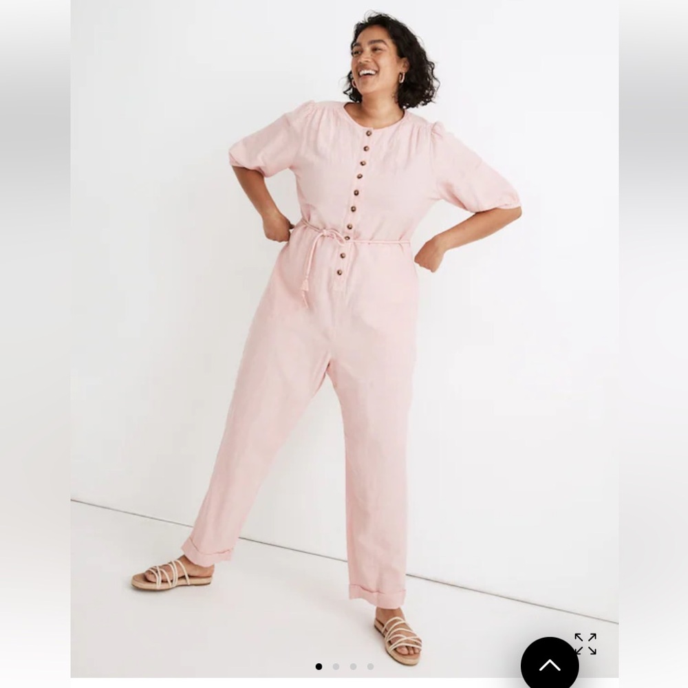 Madewell Linen-Blend Puff-Sleeve Tassel-Tie Jumpsuit - Picture 12 of 12